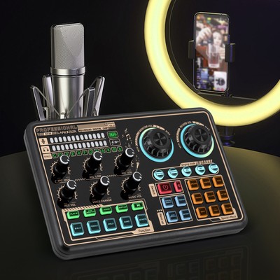 Sound Mixer Board Live Streaming Voice Changer Bluetooth Audio Sound Card Mixer