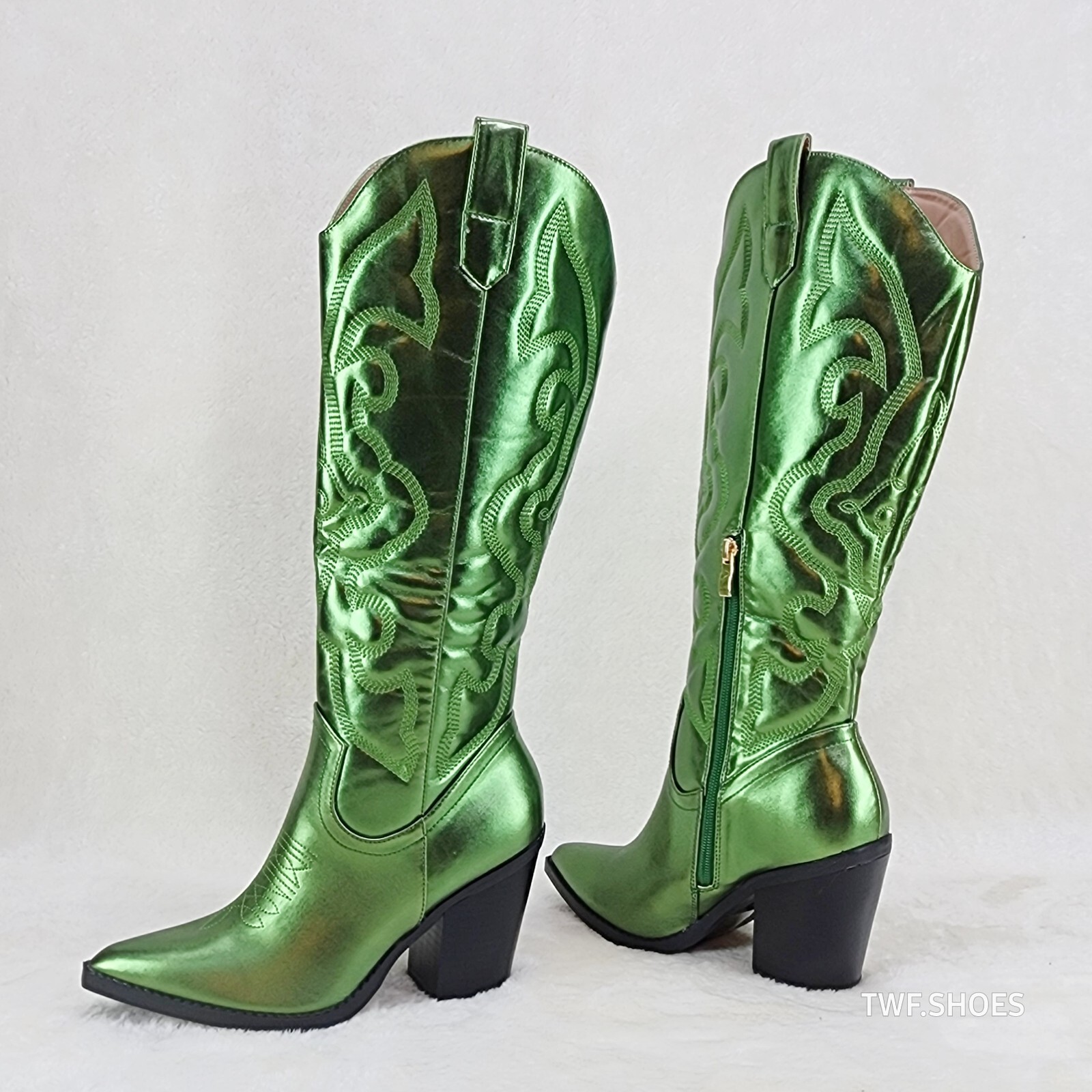 Electric Cowboy Brush Metallic Matte Western Knee High