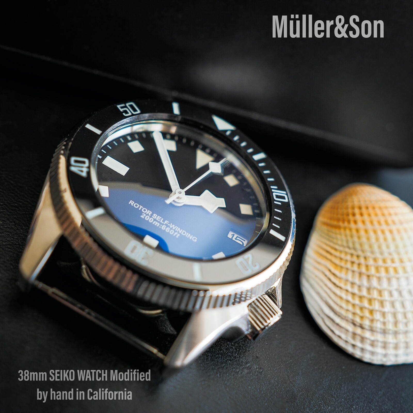 Pre-owned Seiko Müller&son Watch Black [pelagos Megamod] Made From  Skx013 + Rubber Strap