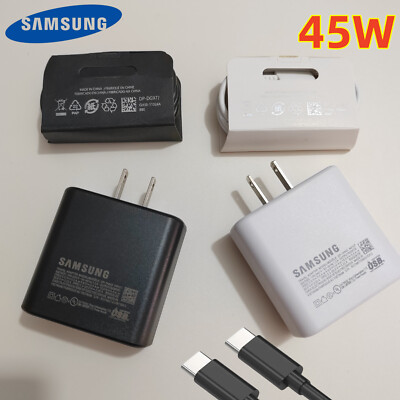 NEW Samsung 45W PD Super Fast Power Adapter Wall Charger & USB-C Cable
