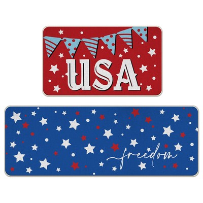 Tailus 4th of July USA Patriotic Kitchen Rugs Set of 2, America Freedom Red B...