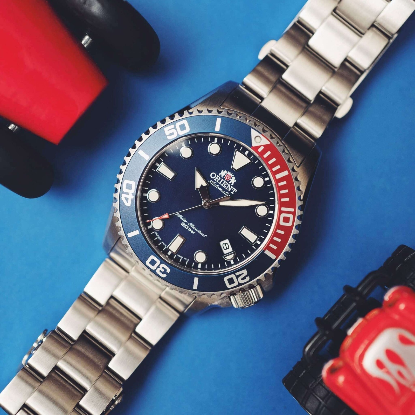 Pre-owned Orient Triton V2 Diver Mechanical Watch Date Blue Dial Ac0k03l Made In Japan