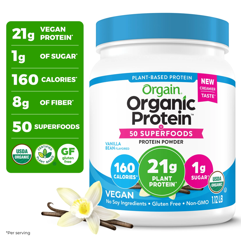 Organic Vegan 21G Protein + 50 Superfoods Powder, Plant Based Shake Drin