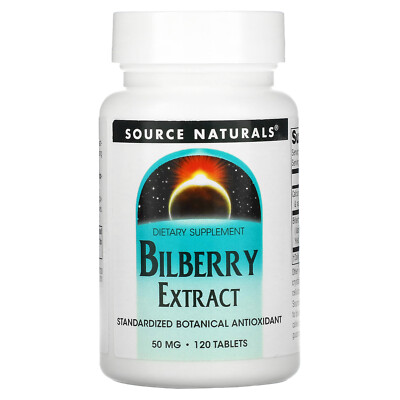 Source Naturals Экстракт черники 50 мг 120 таблеток без молочных продуктов, без яиц,