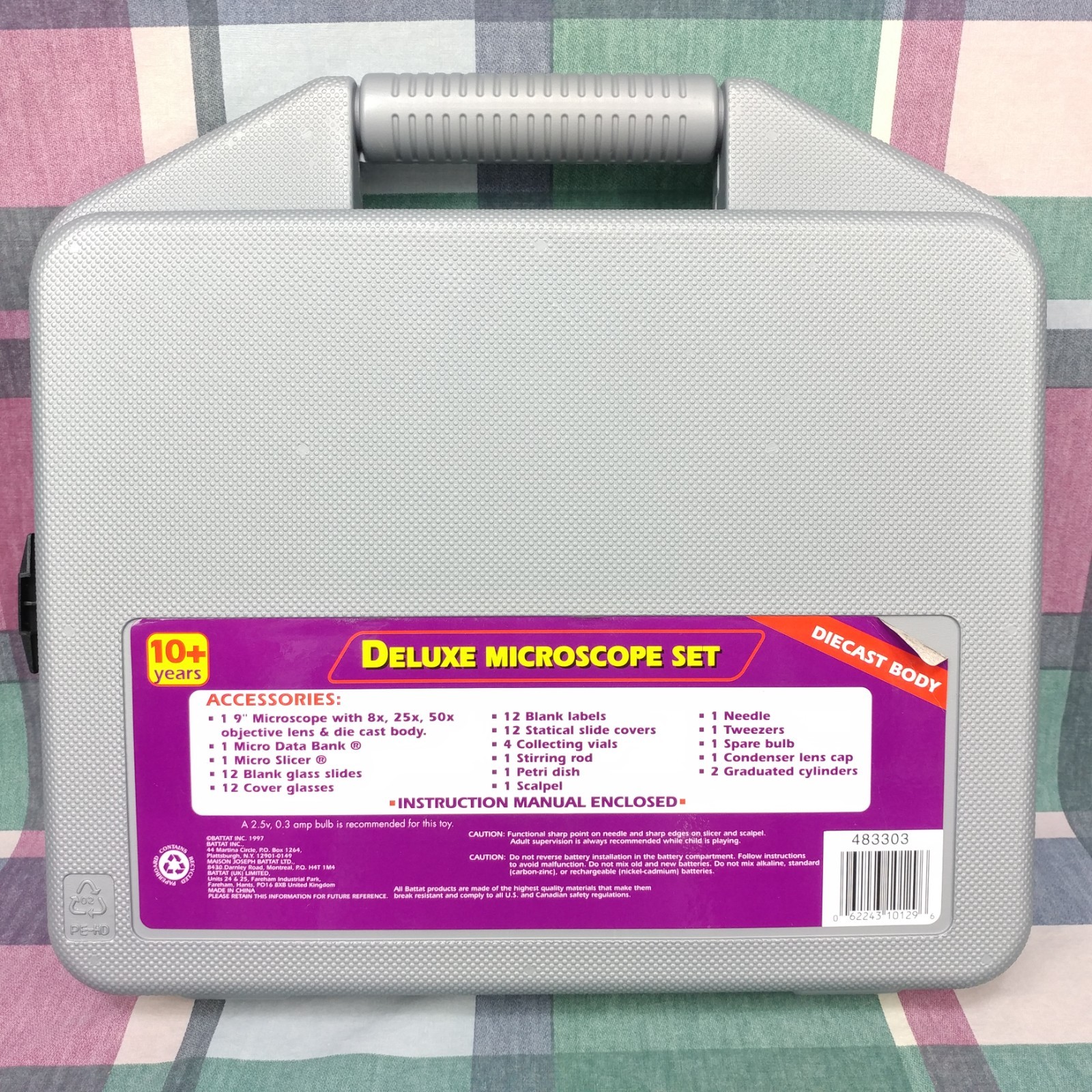 Battat Deluxe Microscope Set Diecast Body w/Light & Mirror Case Tested & Working