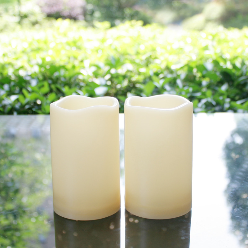 2Pcs Flameless LED Candle Lights Battery Operated Flickering Pillar Candles