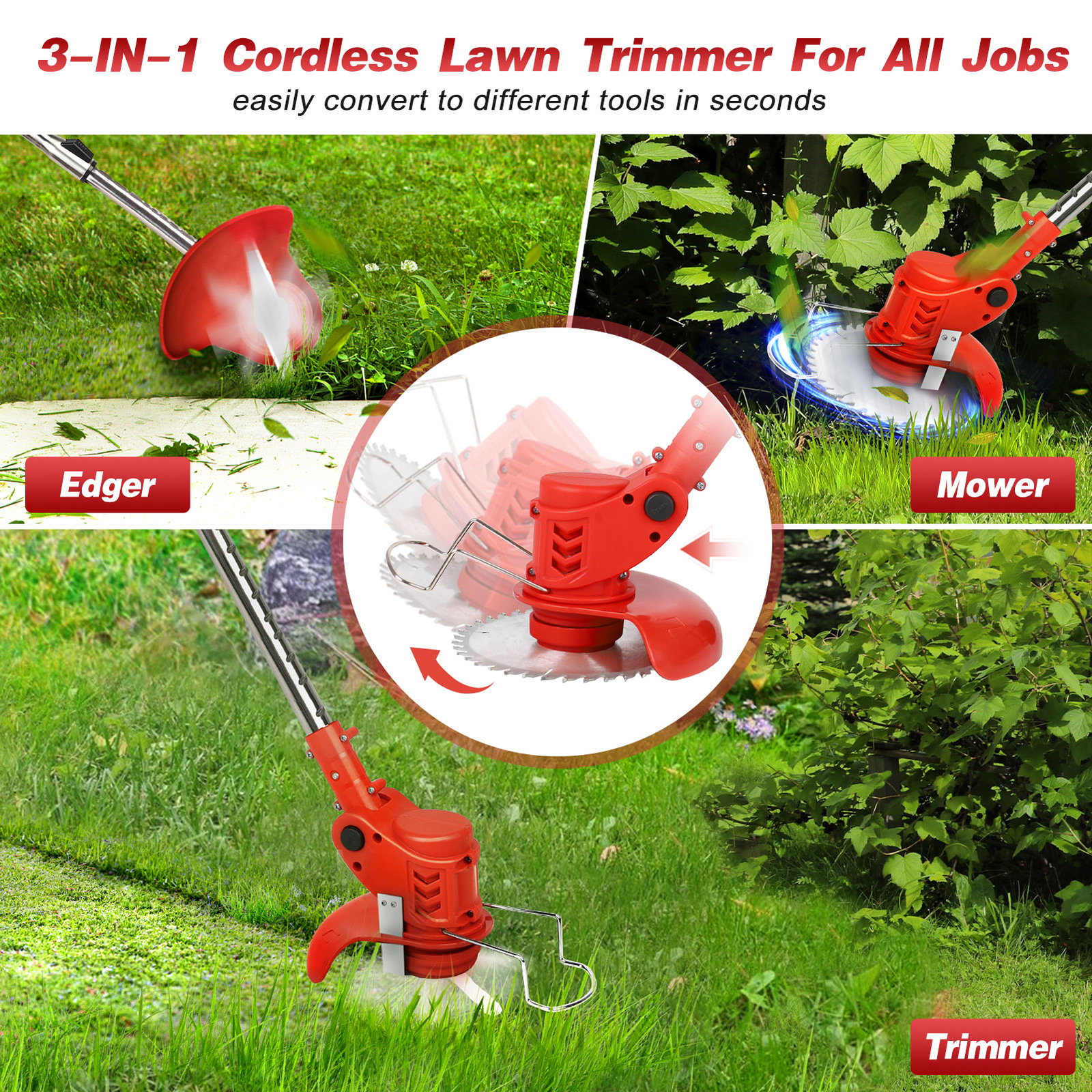 800W Electric Weed Eater Lawn Edger Brush Cutter Cordless Grass String Trimmer