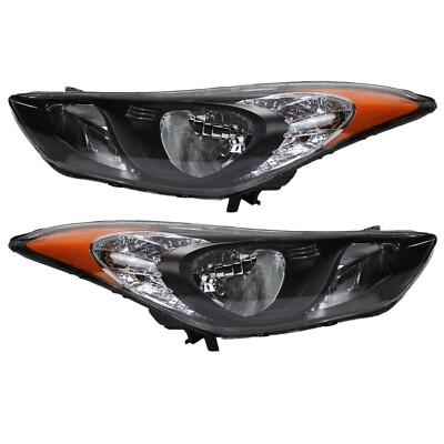 Pair Halogen Headlights Driver+Passenger Side for 2011 2012 2013 Hyundai Elantra