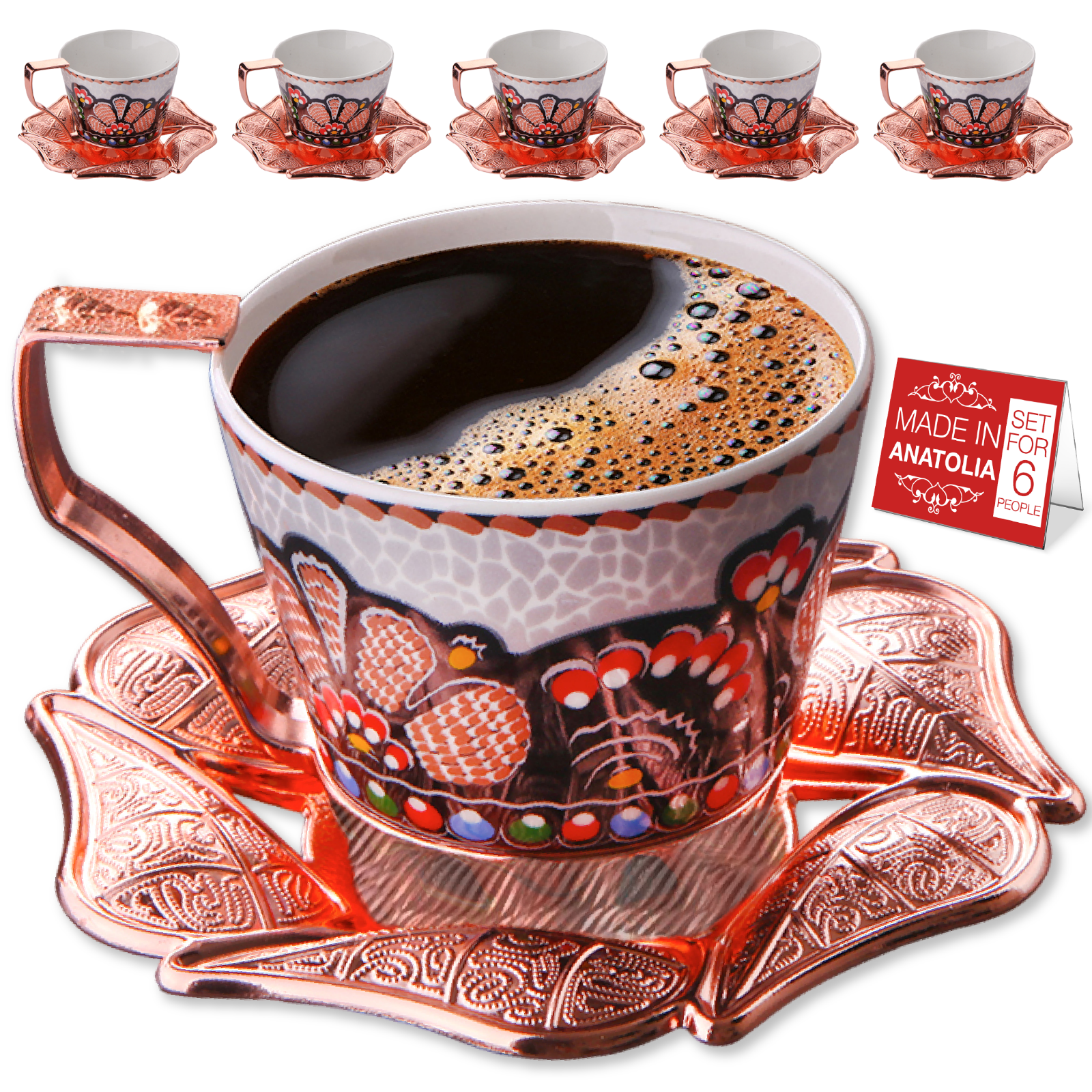 Handmade Turkish Coffee Cup Set for 6 People with Metal Saucers and Cup Holders | eBay Handmade Turkish Coffee Cup Set for 6 People with Metal Saucers and Cup Holders | eBay