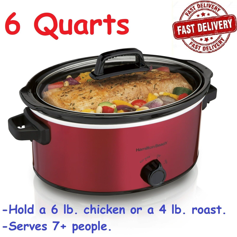 Hamilton Beach Large Slow Cooker Crock Pot 6 Qt Oval Crockpo