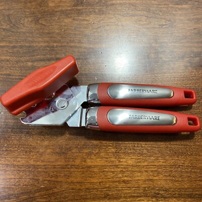 Farberware Professional Stainless Steel Can Opener W/Built-In Bottle Opener Red