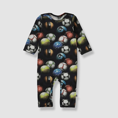 $55 Molo Baby Kids Blue Soccer Ball Coverall One-Piece Size 9 Months