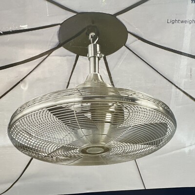 NEW Harbor Breeze Indoor Outdoor 20 Inch Portable Fan. Brushed Nickel Finish.