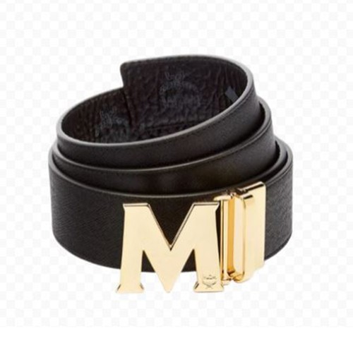 Pre-owned Mcm Claus Reversible Belt - Black, Gold Buckle Mxbaavi03bk001