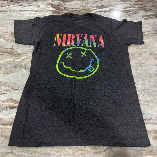 Nirvana T-Shirt Size Small S Green Smiley Face Rock Graphic