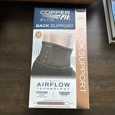 New Copper Fit Elite Air Back Support Brace Airflow Technology One Size 30 -50 