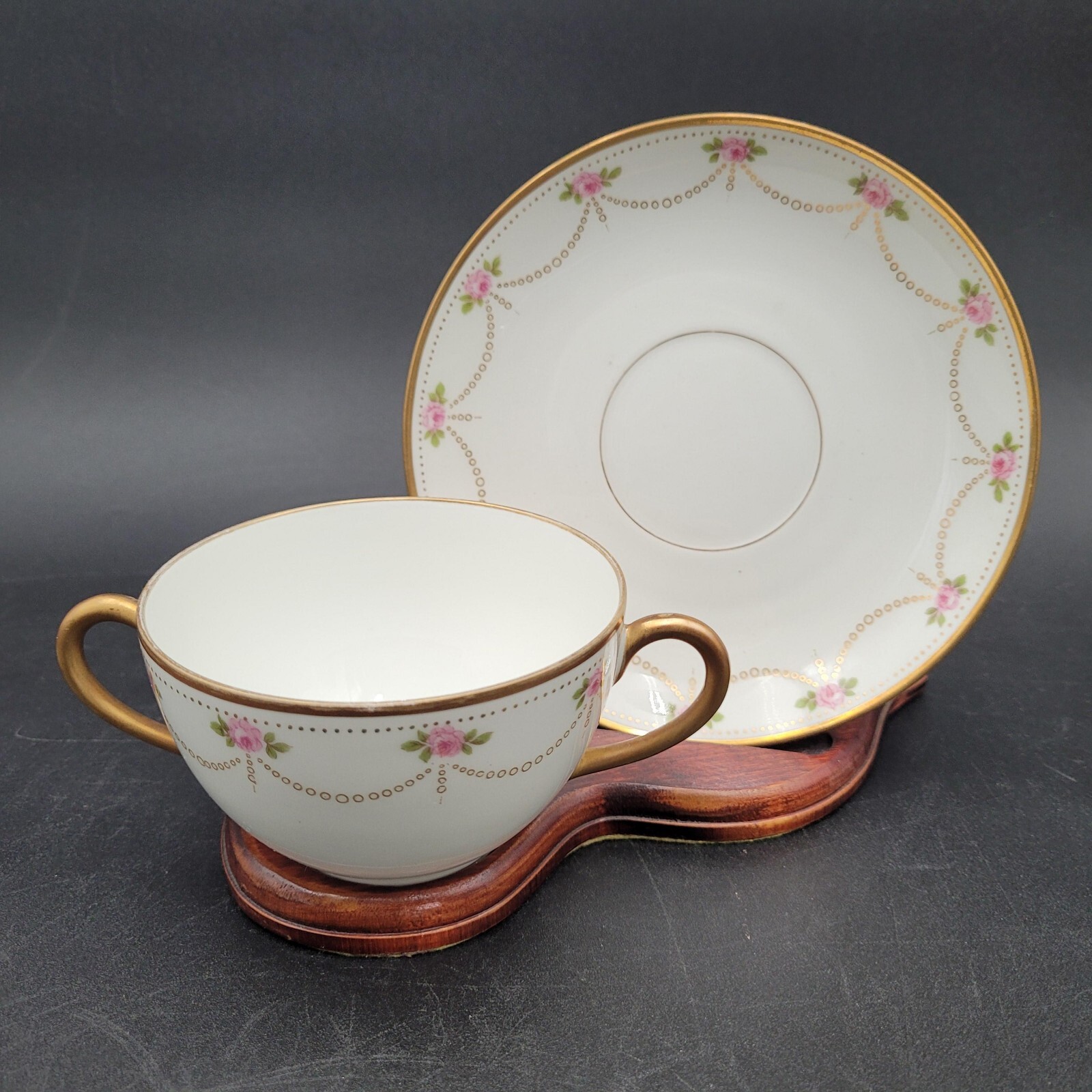 Antique c1900-1914 Bernardaud & Co Limoges Flat Bouillon Cup