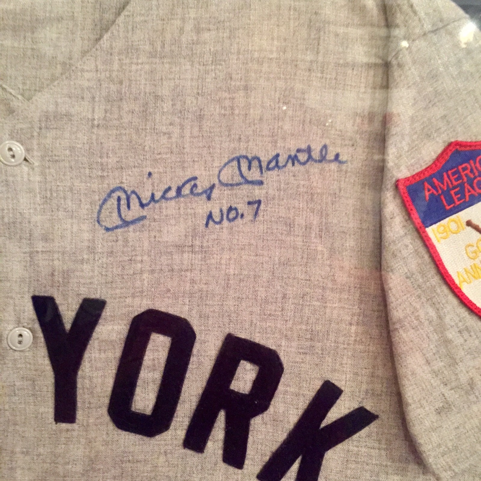 Mickey Mantle Autographed Custom Framed Mitchell/Ness Jersey w”No. 7”-JSA LOA