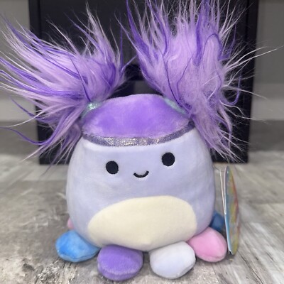 Squishmallows Squish-doos Beula Purple Octopus 5  Soft Plush Lavender Fuzzy Hair