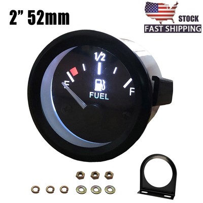 2'' 52mm Fuel Level Gauge E-1/2-F Pointer Fuel Meter Backlight 12V Universal Y1I6