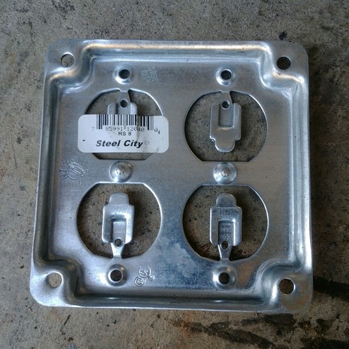 6 NEW STEEL CITY RS 8 STEEL 4 sq BOX COVER  2 DUPLEX RECEPTACLES NEW  - 6 covers