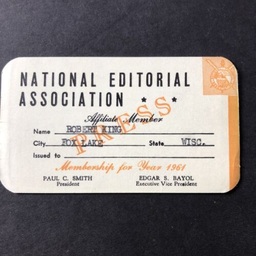National Editorial Association Affiliate Member Card Fox Lake WI