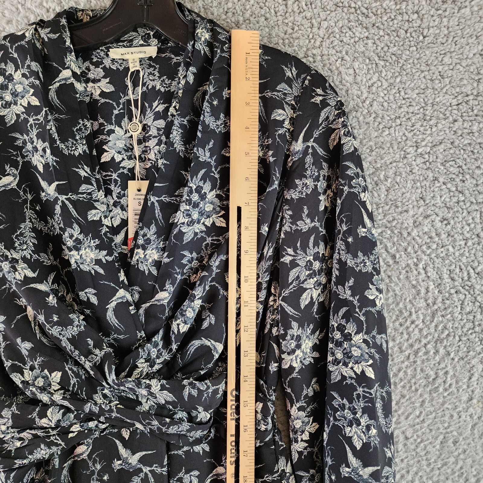 Max Studio Floral Regular Dress Women's S Black/White Elbow Sleeve Twist Front - Picture 7 of 14