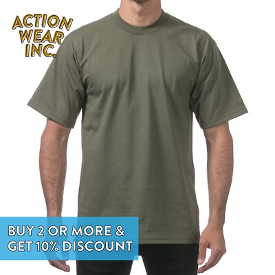 3 PACK PROCLUB PRO CLUB MENS PLAIN SHORT SLEEVE T SHIRT HEAVYWEIGHT COTTON TEE