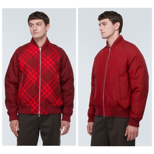 BURBERRY フード付きレッドジャケット 42 Burberry Shearling Jacket With Floral Print, Size Large