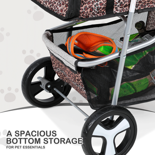 Portable Pet Dog Stroller Foldable 3 Wheels Puppy Travel Carrier Cart+Cup Holder