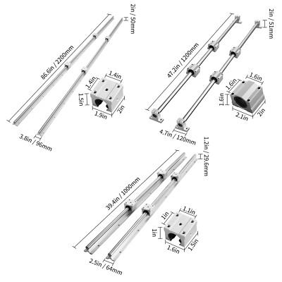 VEVOR 2PCS SBR/SFC Linear Guide Rail Slide Rail 4 PCS Bearing Block Rail Support