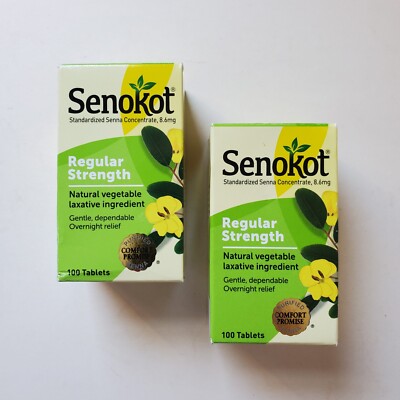 Lot Of 2 Senokot Regular Strength Natural Vegetable Laxative Tablets 100 Each