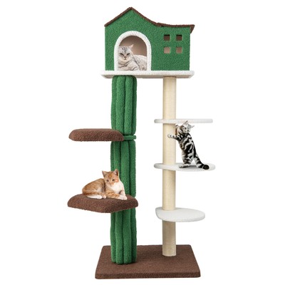 7-Tier Modern Cat Tree Tower 61'' Cat Climbing Stand with Sisal Scratching Posts
