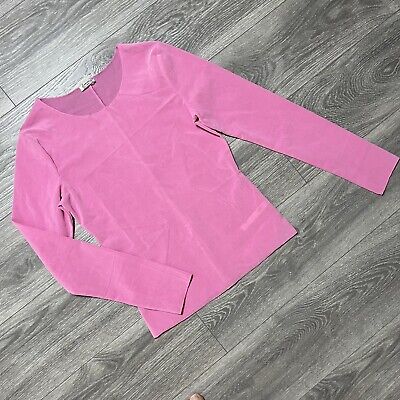 Free People Intimately Hot Pink Velour Semi Sheer Long Sleeve Blouse Top New L