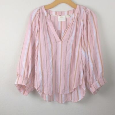 NWOT Anthropologie Maeve Byron Balloon Sleeve Cropped Tunic Top Peach XS