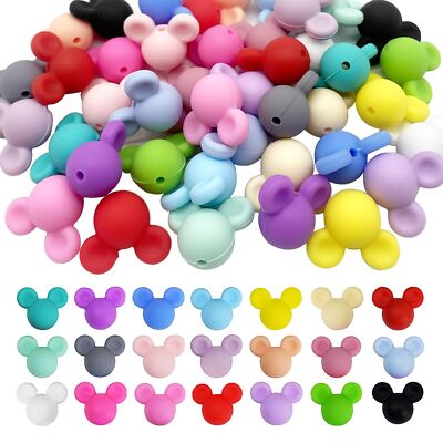 42 Pcs Mouse Head Silicone Focal Beads Cute Cartoon Loose Beads Accessory for...