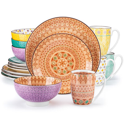 vancasso TULIP Dinnerware Set Porcelain Tableware Plate Bowl Mug Multicolor