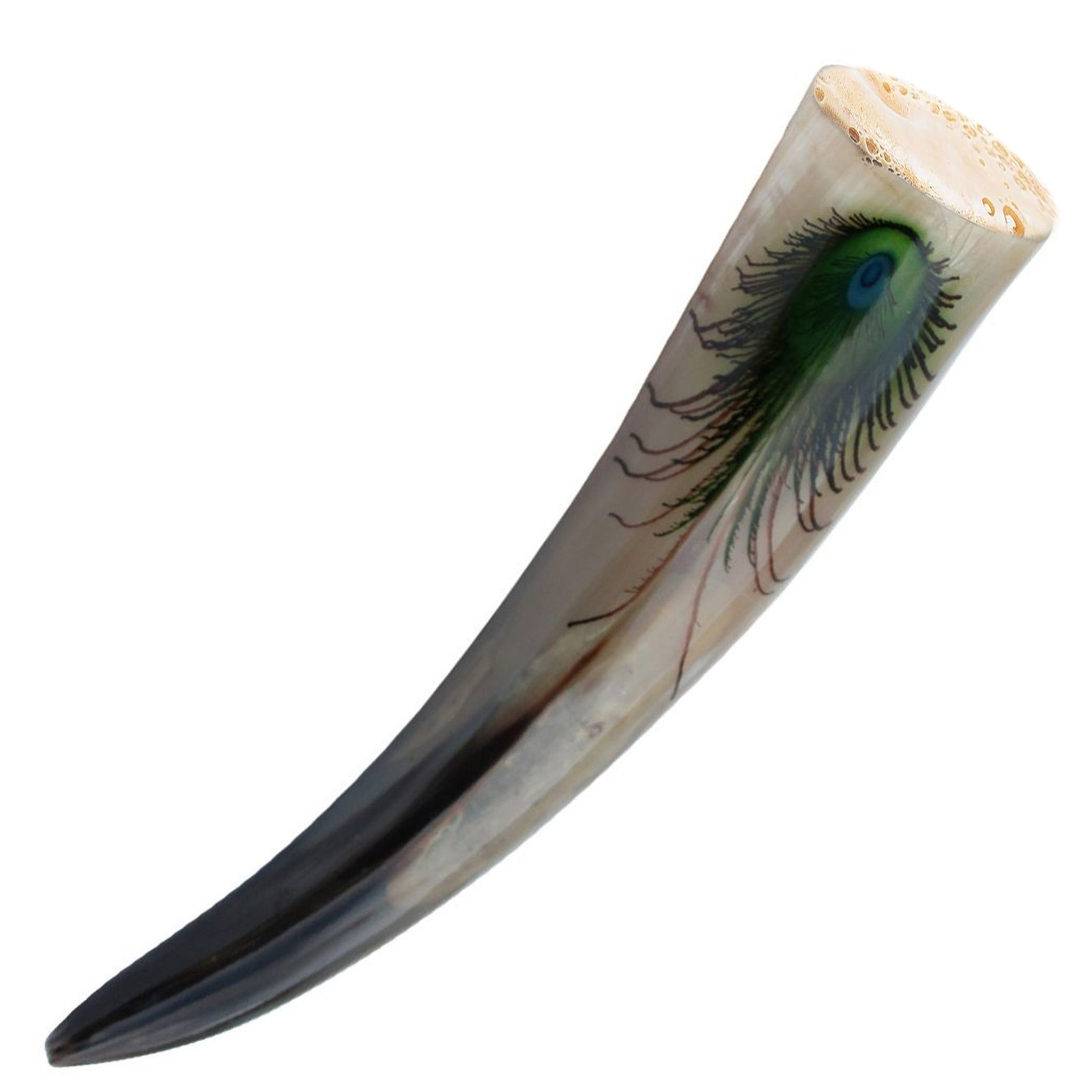 Medieval Peacock Drinking Horn - 13-15