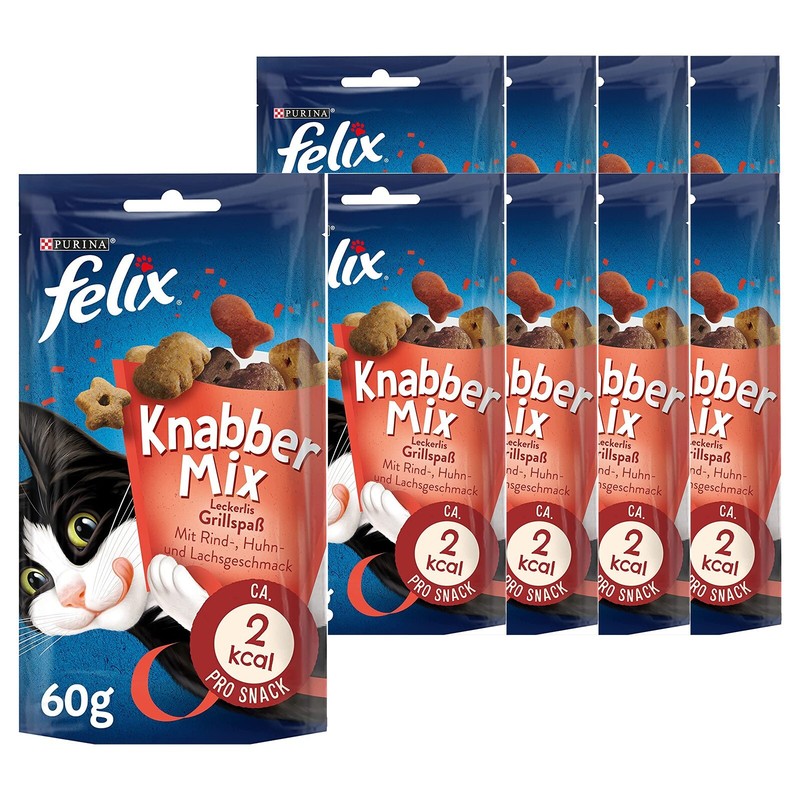 Felix Knabbermix GrillspaÃ Knuspriger Katzensnack  8er Pack (8 X 60g)