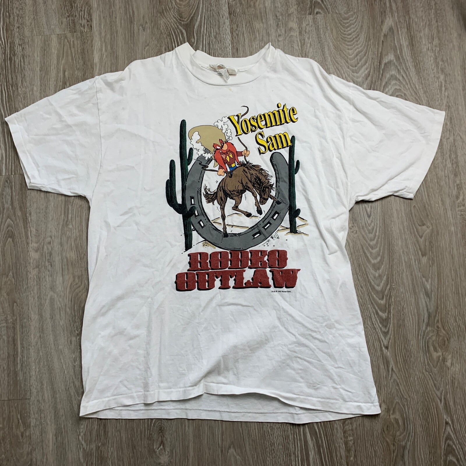 Футболка Yosemite Sam Looney Tunes Rodeo 1995 Vintage Graphic White Red Black