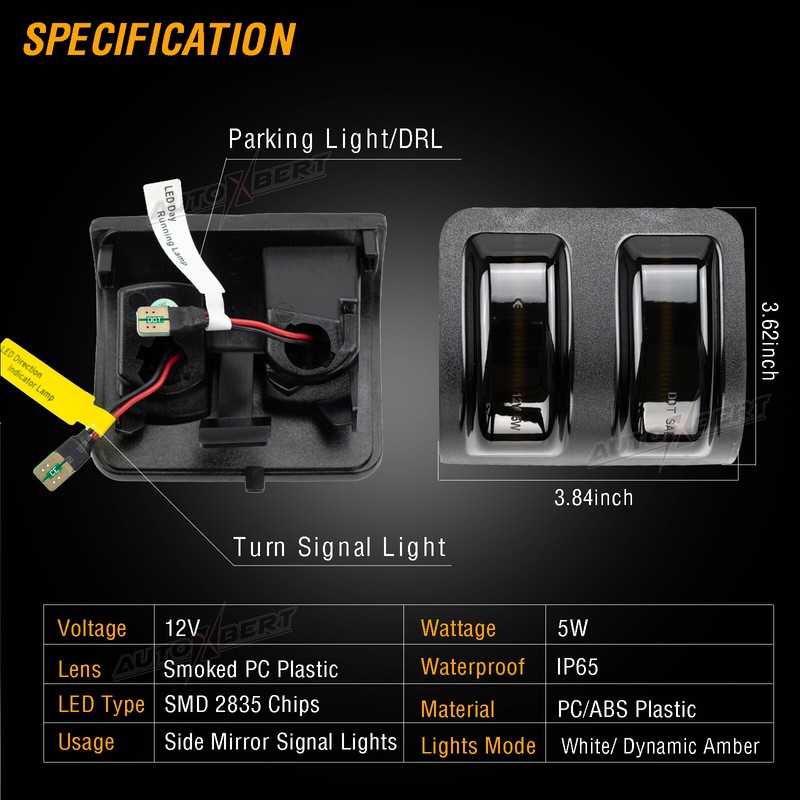 LED Side Mirror Marker Light Switchback For 08-16 Ford F250 F350 F450 Super Duty