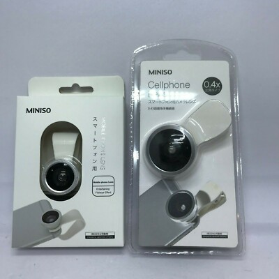 Miniso 0.4x Wide Angle & Fish Eye Clip Cell Phone Camera Lens Universal