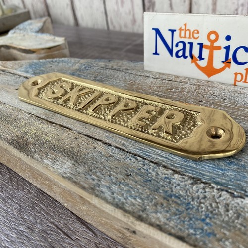 Solid Brass "Skipper" Door Sign - Nautical Wall Decor - Boat Cabin