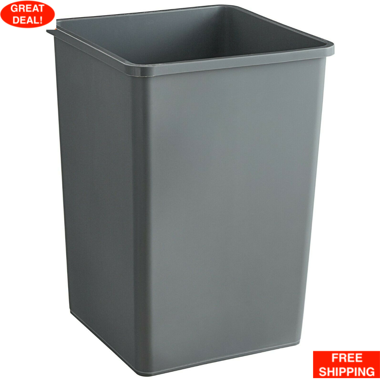 No Lid 35 Gallon Square Garbage Storage Indoor Outdoor Gray
