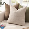 Decorative Linen Throw Pillow Covers 18x18 Set of 2 Solid handcrafted Striped Cushion Covers for Bed Soft Modern Farmhouse Neutral Pillowcase for Couch Bedroom Living Room Home Decor(Natural Beige)