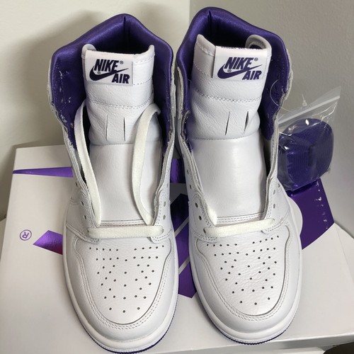 Pre-owned Jordan Brand Women's Nike Air  1 High Og Shoes White Court Purple Cd0461-151