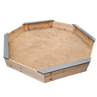 Sandkasten mit Abdeckung 8-Eck Sitzbretter Sandbox Sandkiste 177x177cm aus Holz
