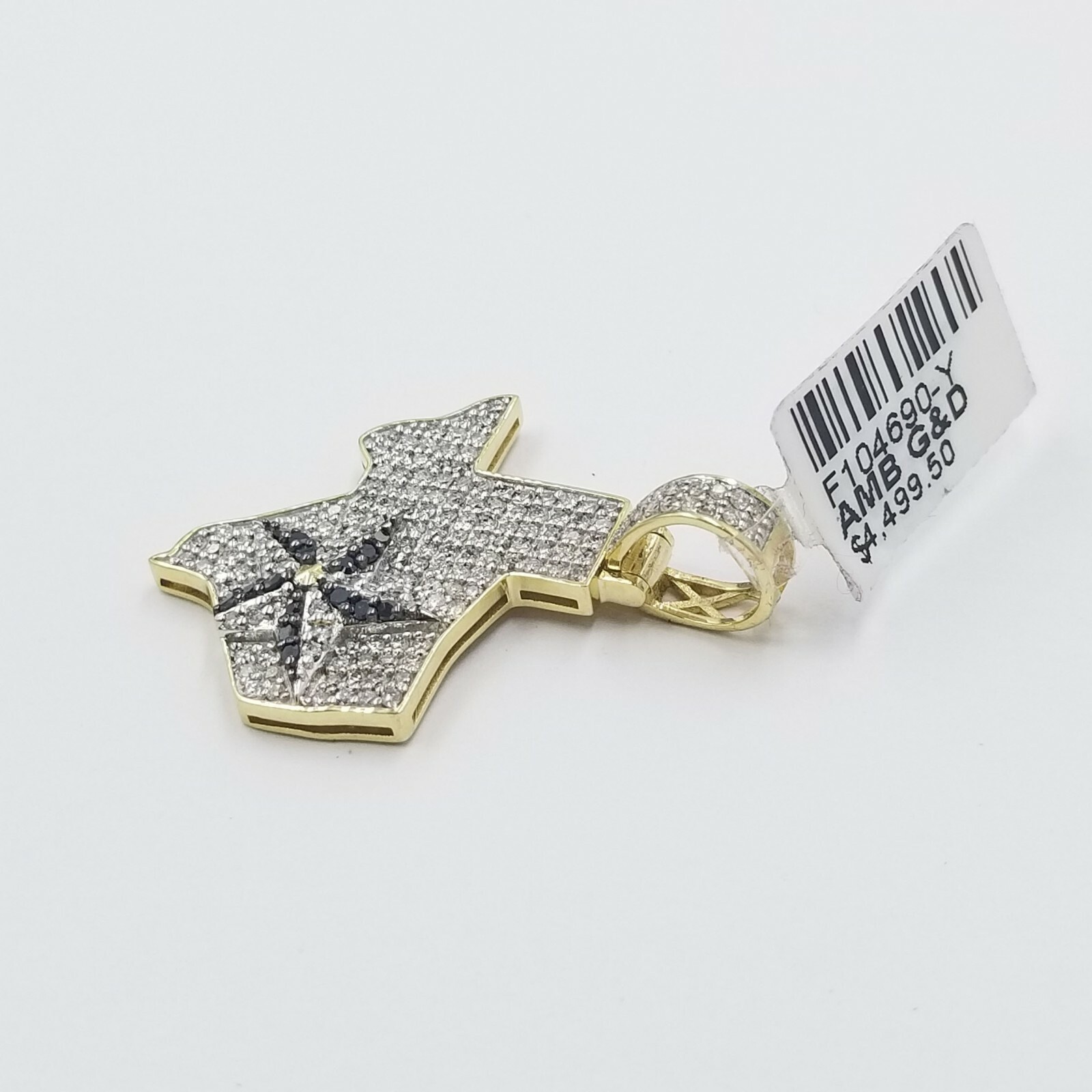 Pre-owned Globalwatches10 10k Yellow Gold Diamond Lone Star Over Texas Map Charm Pendant 1.5"