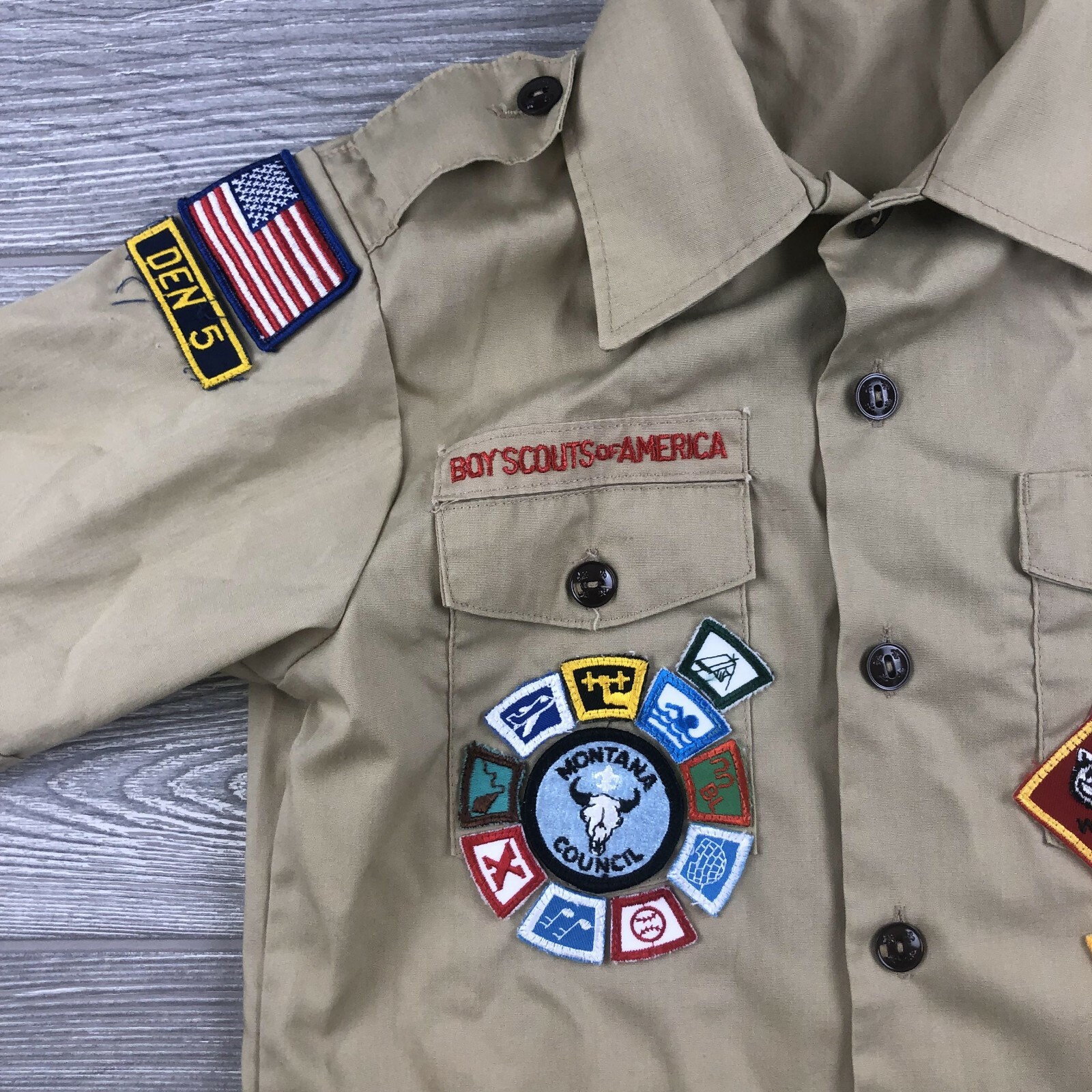 Boy Scouts of America Tan Short Sleeved Official Shirt Youth Size 12 K131