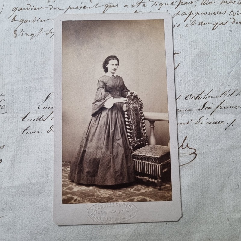 Photo Cdv Mode Bijoux 1880 Couton A Vichy Photographie Last 19thc